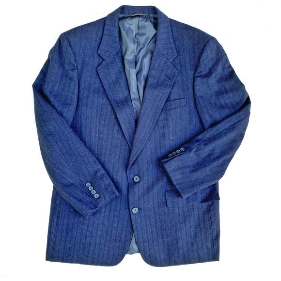 Dior Vintage Navy Pinstriped Wool Dinner Jacket Blazer Classic Tailoring Staple - Picture 2 of 16